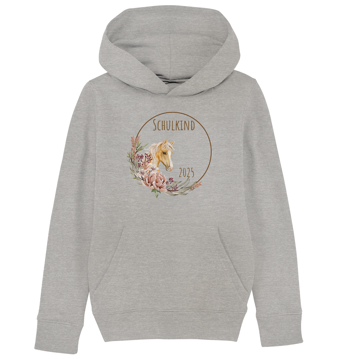 Schulkind Pferd Bio Hoodie personalisierbar