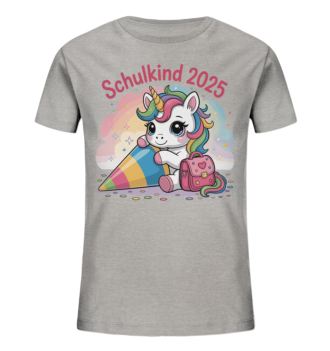 Schulkind 2025 – Einhorn mit Namen Personalisiert Kids Bio Shirt
