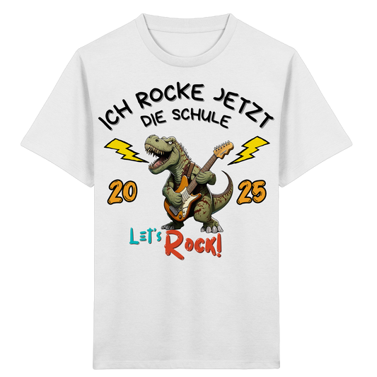Schule Rockt T-Rex Edition Bio T-Shirt personalisierbar