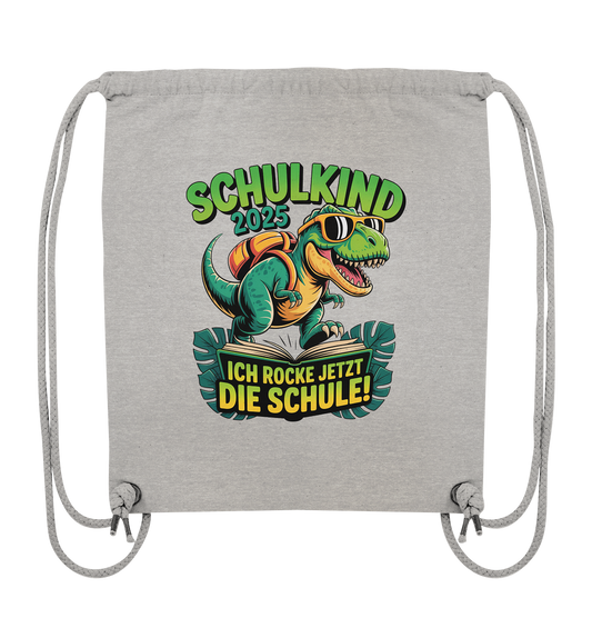 Schulkind 2025 – Dino Ich rocke jetzt die Schule! - Turnbeutel