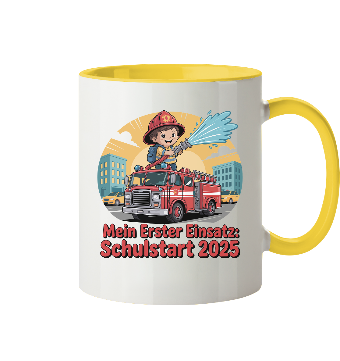 Mein erster Einsatz – Schulstart 2025 Feuerwehr Kind - Tasse zweifarbig