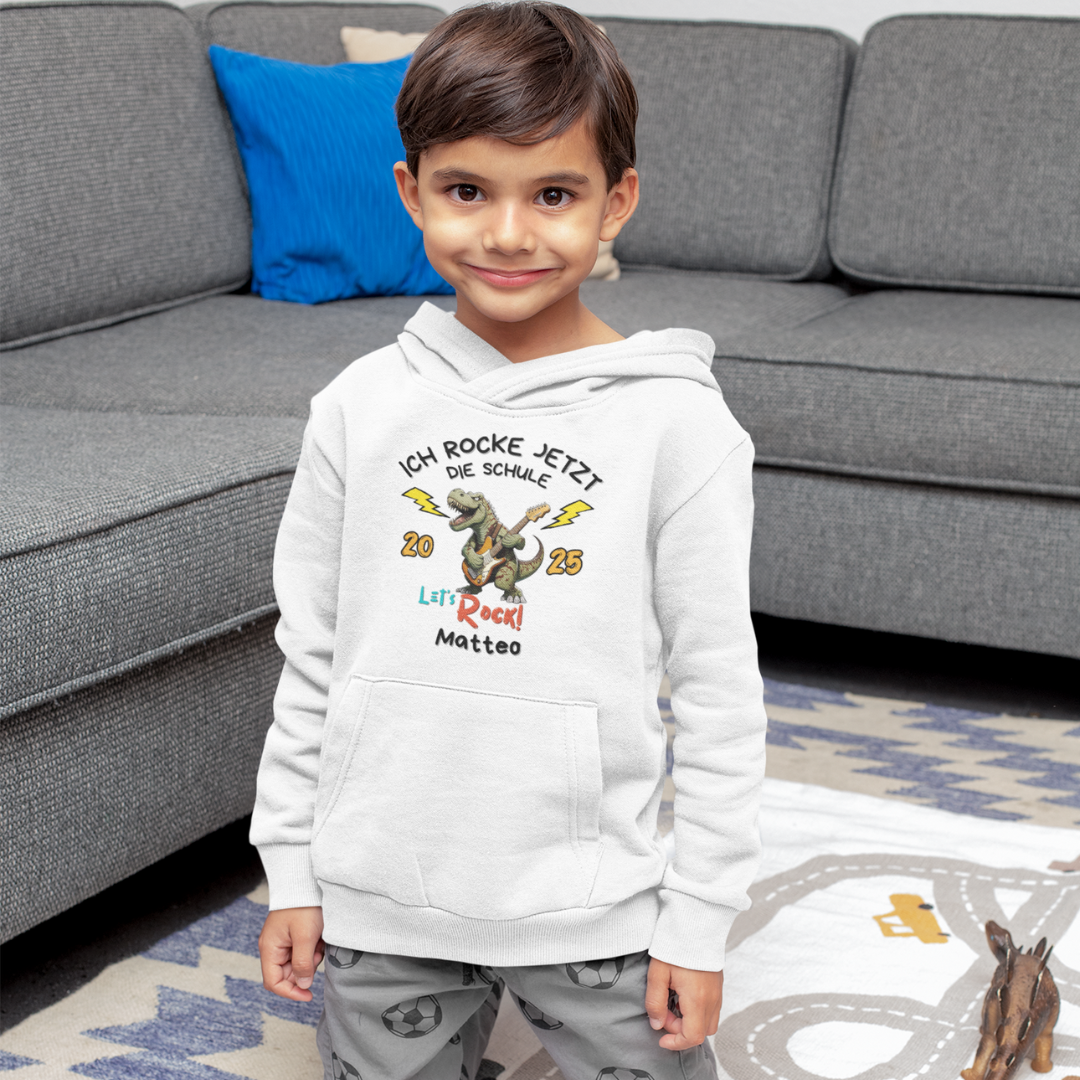 Schule Rockt T-Rex Edition Bio Hoodie personalisierbar