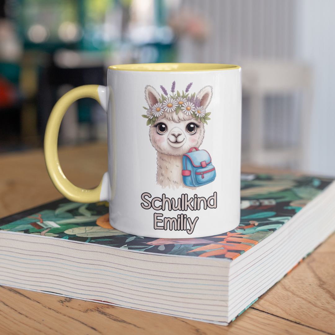 Alpaka Schulkind  Tasse personalisierbar