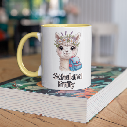 Alpaka Schulkind  Tasse personalisierbar