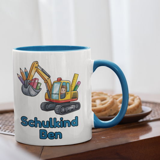 Bagger Schulkind Tasse personalisierbar