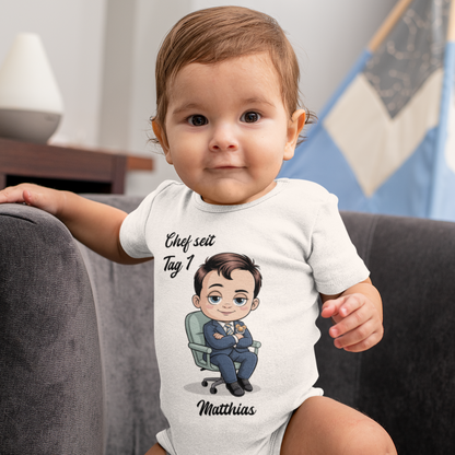Boss Baby personalisierter Bio Babybody