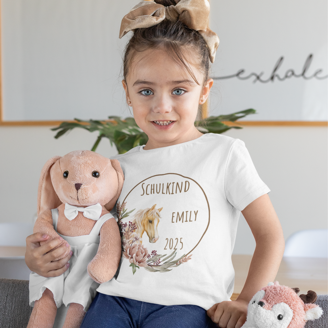 Schulkind Pferd  Bio T-Shirt personalisierbar