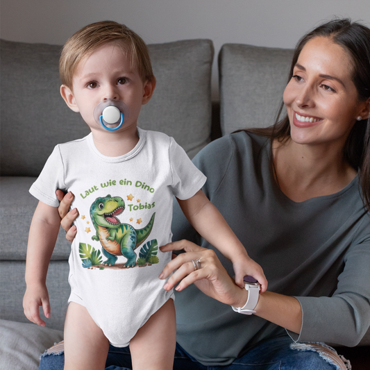 Laut wie ein Dino personalisierbar  Bio Babybody