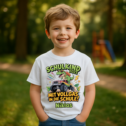 Schulkind 2025 mit Vollgas mit Name Personalisiert  - Kids Organic Shirt