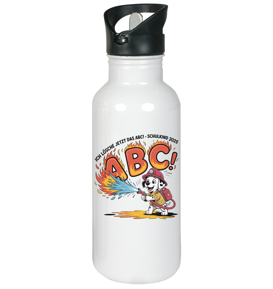 Schulkind 2025 Feuerwehr Hund mit Name Personalisiert  - Edelstahl-Trinkflasche