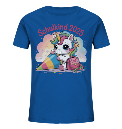 Schulkind 2025 – Einhorn mit Namen Personalisiert   Kids Bio Shirt