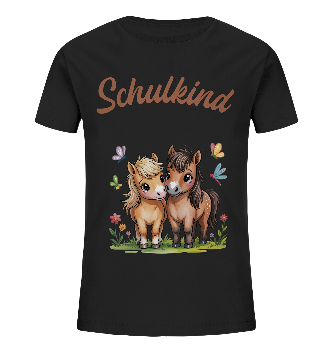 Ponyfreunde Bio T-Shirt zur Einschulung – mit Namen personalisiert
