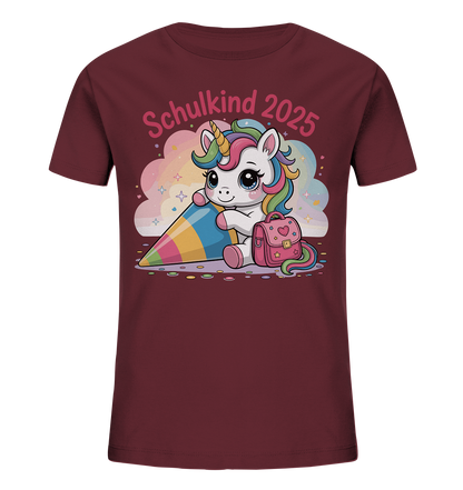 Schulkind 2025 – Einhorn mit Namen Personalisiert   Kids Bio Shirt