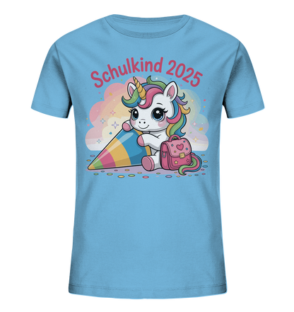 Schulkind 2025 – Einhorn mit Namen Personalisiert   Kids Bio Shirt
