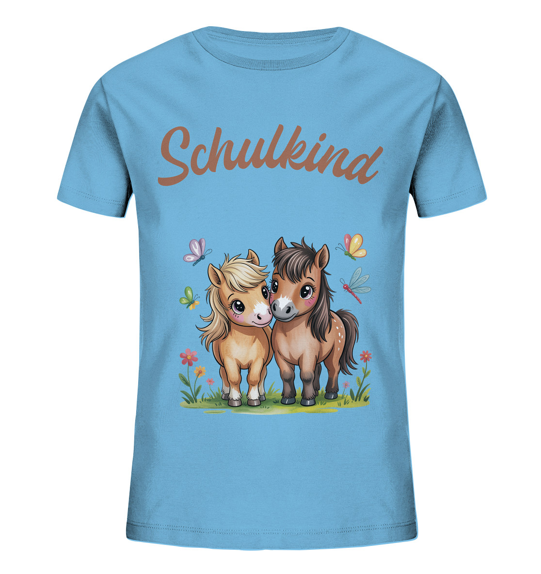 Ponyfreunde Bio T-Shirt zur Einschulung – mit Namen personalisiert