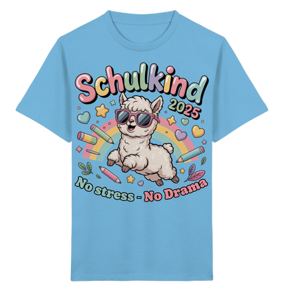 Schulkind 2025 No Stress - No Drama mit Name Personalisiert  - Kids Organic Shirt
