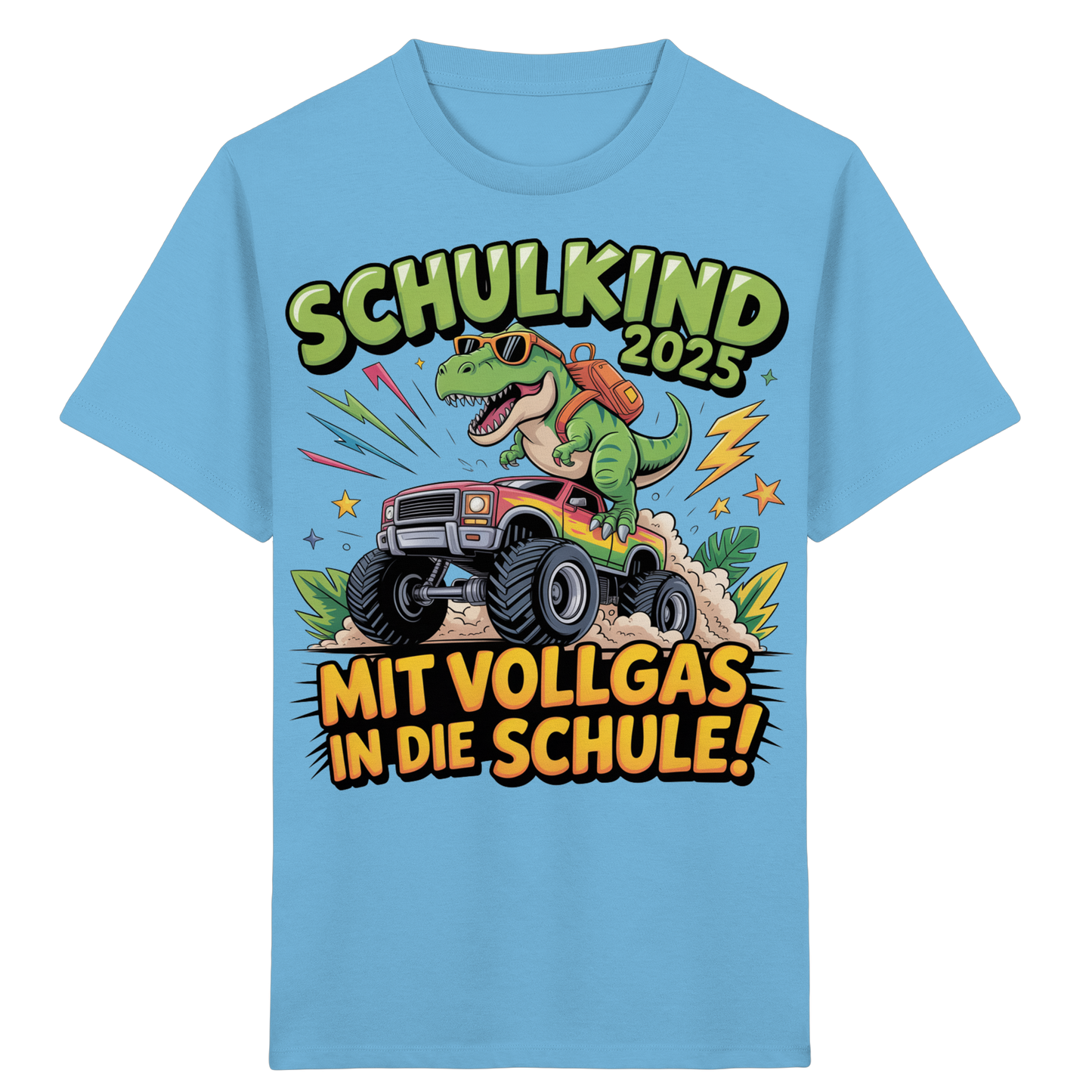 Schulkind 2025 mit Vollgas mit Name Personalisiert  - Kids Organic Shirt