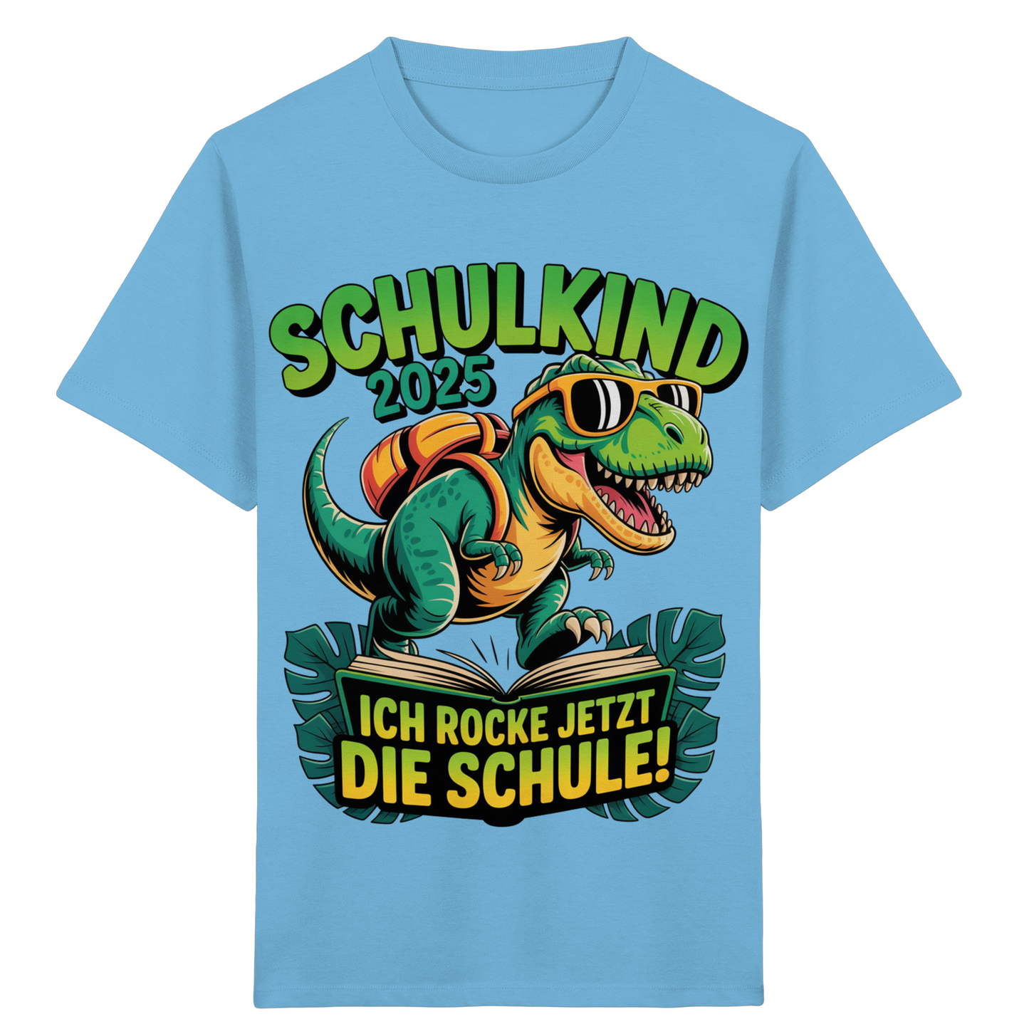 Schulkind 2025 – Dino Ich rocke jetzt die Schule! - Kids Organic Shirt