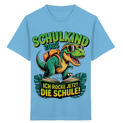 Schulkind 2025 – Dino Ich rocke jetzt die Schule! - Kids Organic Shirt