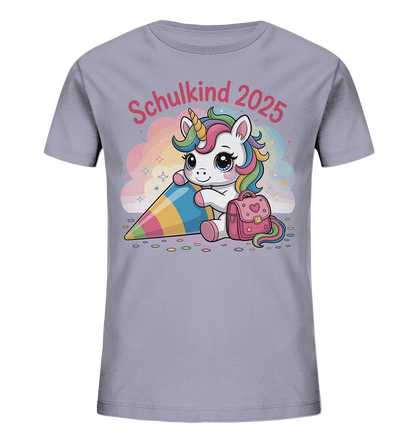 Schulkind 2025 – Einhorn mit Namen Personalisiert   Kids Bio Shirt