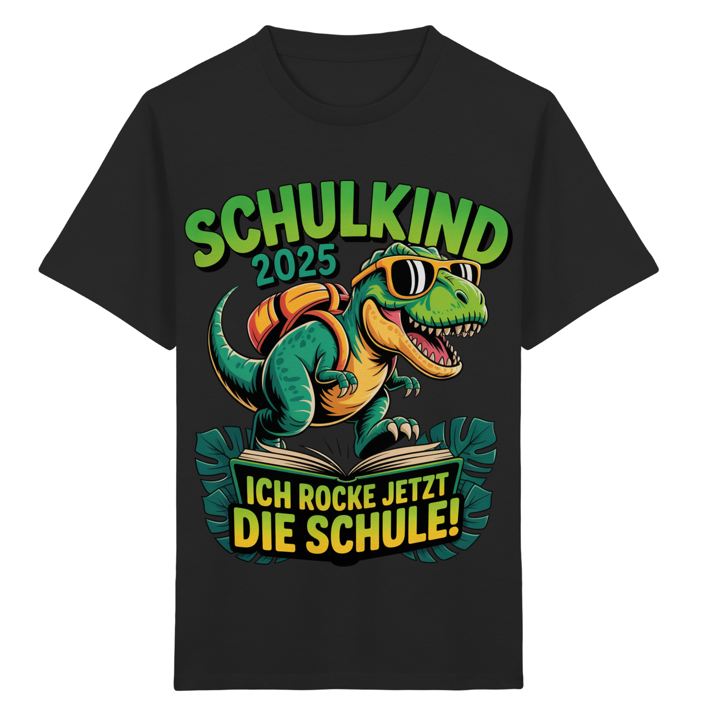 Schulkind 2025 – Dino Ich rocke jetzt die Schule! - Kids Organic Shirt