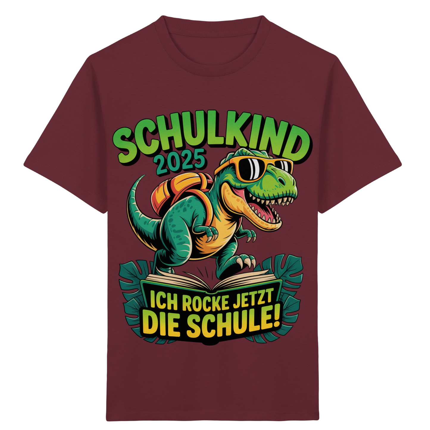 Schulkind 2025 – Dino Ich rocke jetzt die Schule! - Kids Organic Shirt