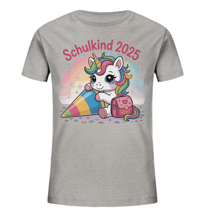 Schulkind 2025 – Einhorn mit Namen Personalisiert   Kids Bio Shirt