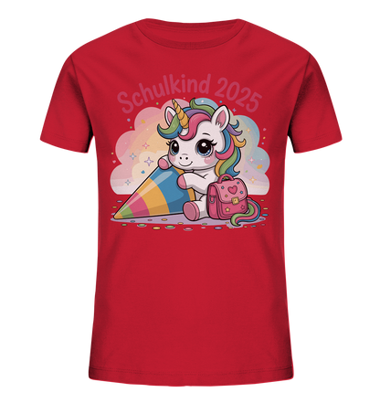 Schulkind 2025 – Einhorn mit Namen Personalisiert   Kids Bio Shirt