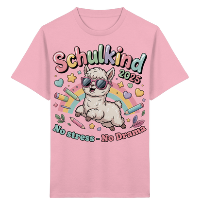 Schulkind 2025 No Stress - No Drama mit Name Personalisiert  - Kids Organic Shirt