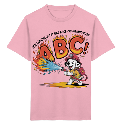 Schulkind 2025 Feuerwehr Hund mit Name Personalisiert  - Kids Bio Shirt
