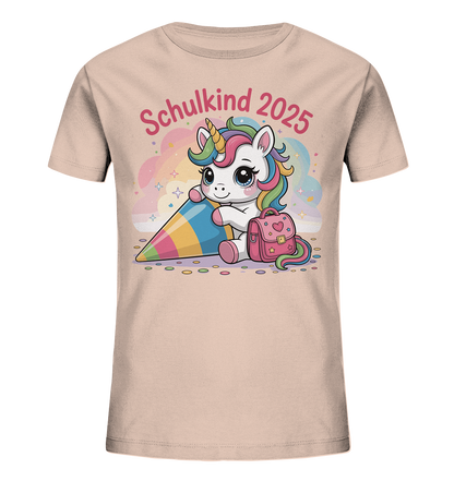 Schulkind 2025 – Einhorn mit Namen Personalisiert   Kids Bio Shirt