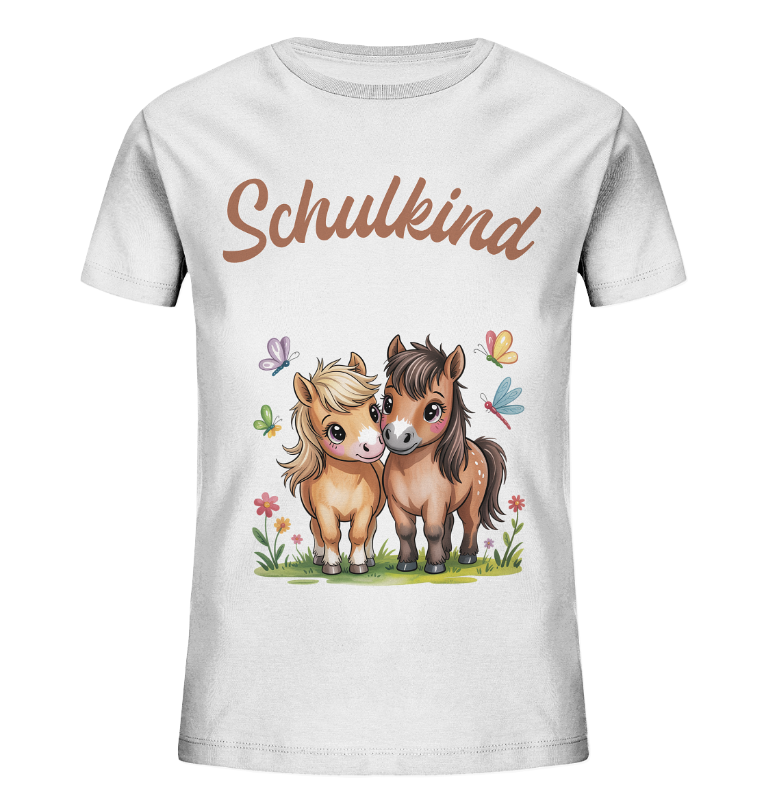 Ponyfreunde Bio T-Shirt zur Einschulung – mit Namen personalisiert