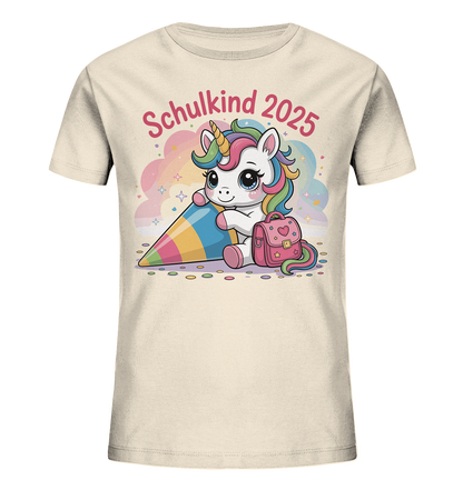 Schulkind 2025 – Einhorn mit Namen Personalisiert   Kids Bio Shirt