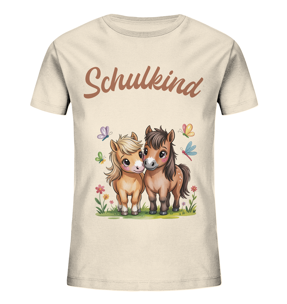 Ponyfreunde Bio T-Shirt zur Einschulung – mit Namen personalisiert