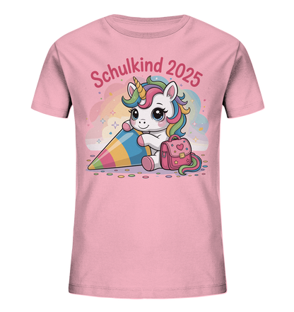 Schulkind 2025 – Einhorn mit Namen Personalisiert   Kids Bio Shirt