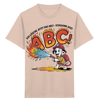 Schulkind 2025 Feuerwehr Hund mit Name Personalisiert  - Kids Bio Shirt