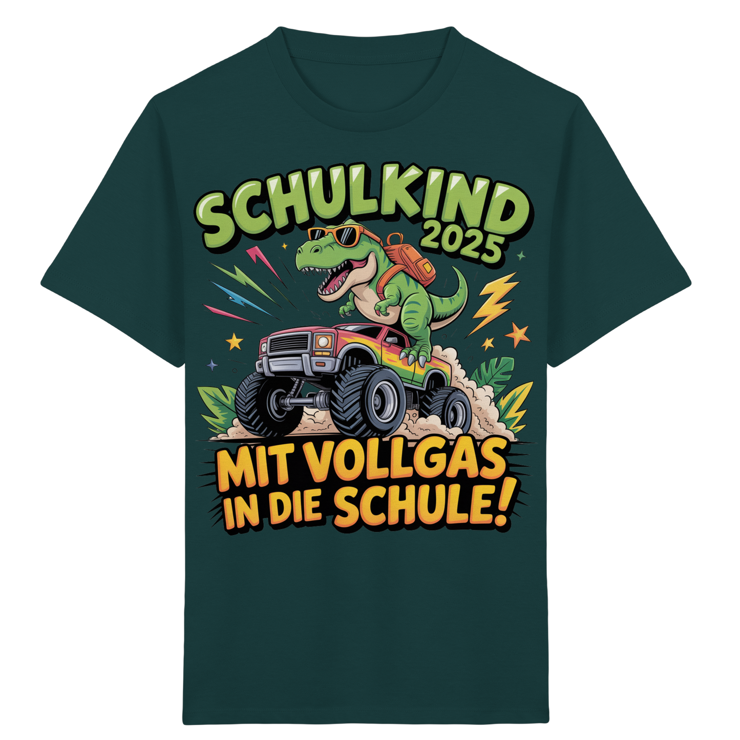 Schulkind 2025 mit Vollgas mit Name Personalisiert  - Kids Organic Shirt