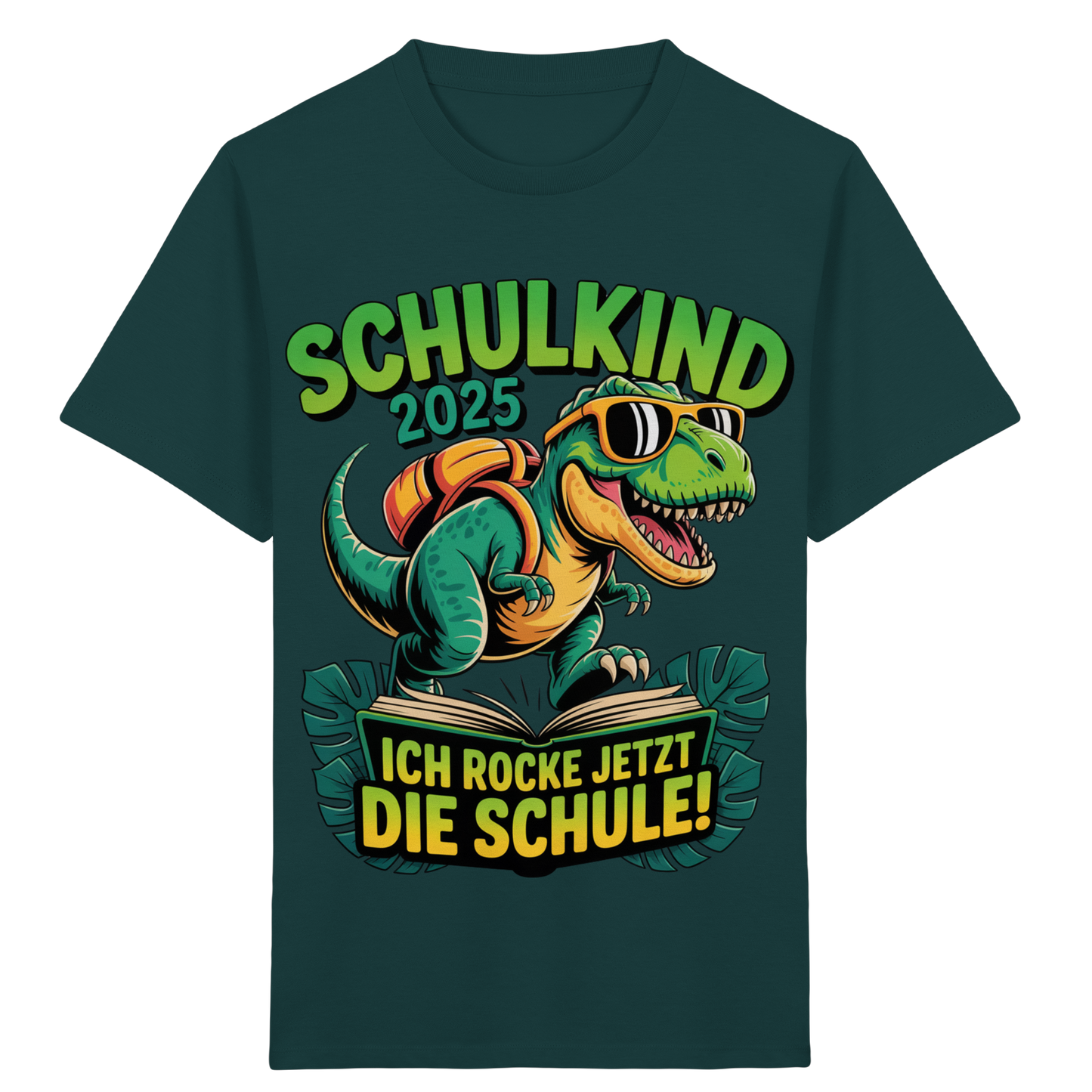 Schulkind 2025 – Dino Ich rocke jetzt die Schule! - Kids Organic Shirt