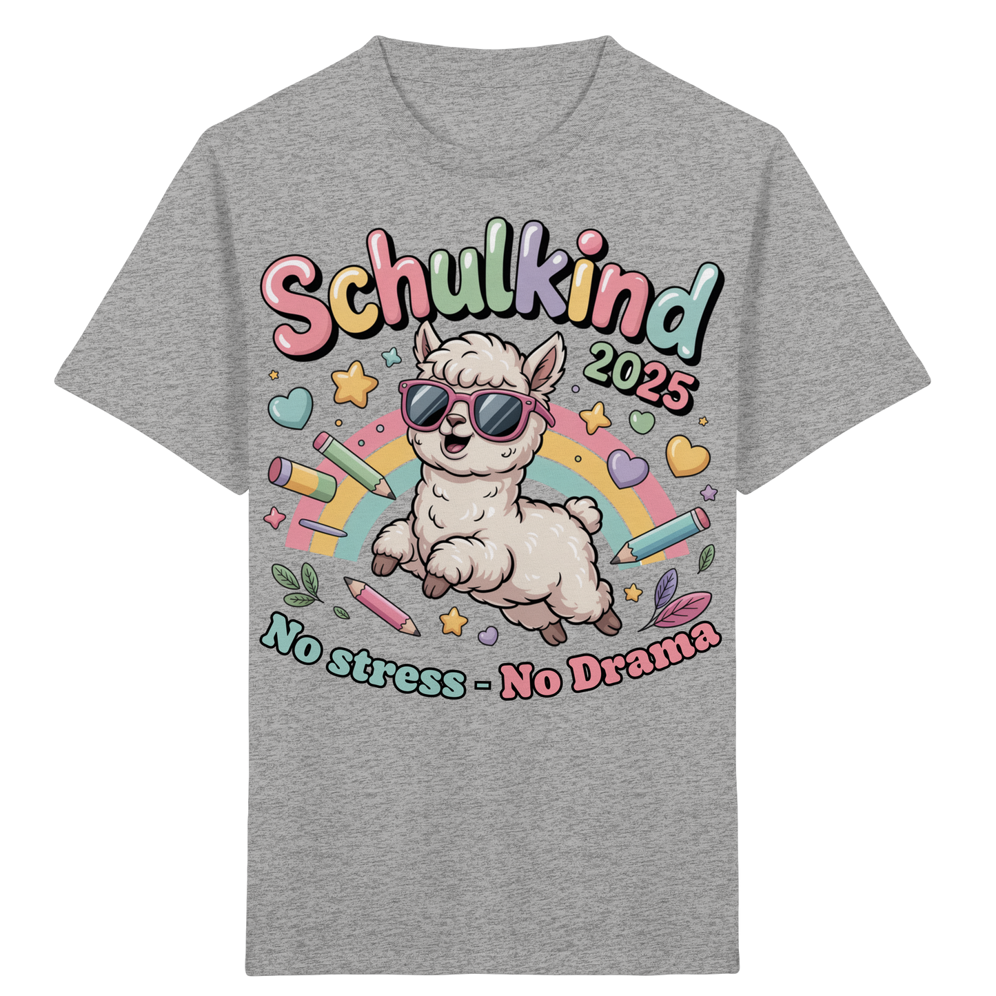 Schulkind 2025 No Stress - No Drama mit Name Personalisiert  - Kids Organic Shirt