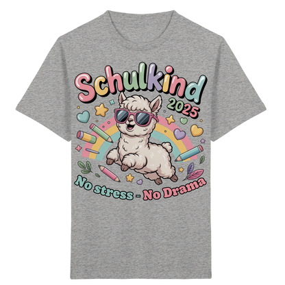 Schulkind 2025 No Stress - No Drama mit Name Personalisiert  - Kids Organic Shirt