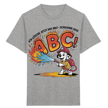 Schulkind 2025 Feuerwehr Hund mit Name Personalisiert  - Kids Bio Shirt
