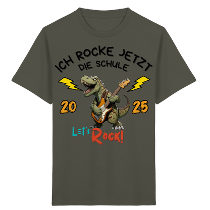 Schule Rockt T-Rex Edition Bio T-Shirt personalisierbar