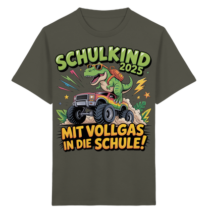 Schulkind 2025 mit Vollgas mit Name Personalisiert  - Kids Organic Shirt