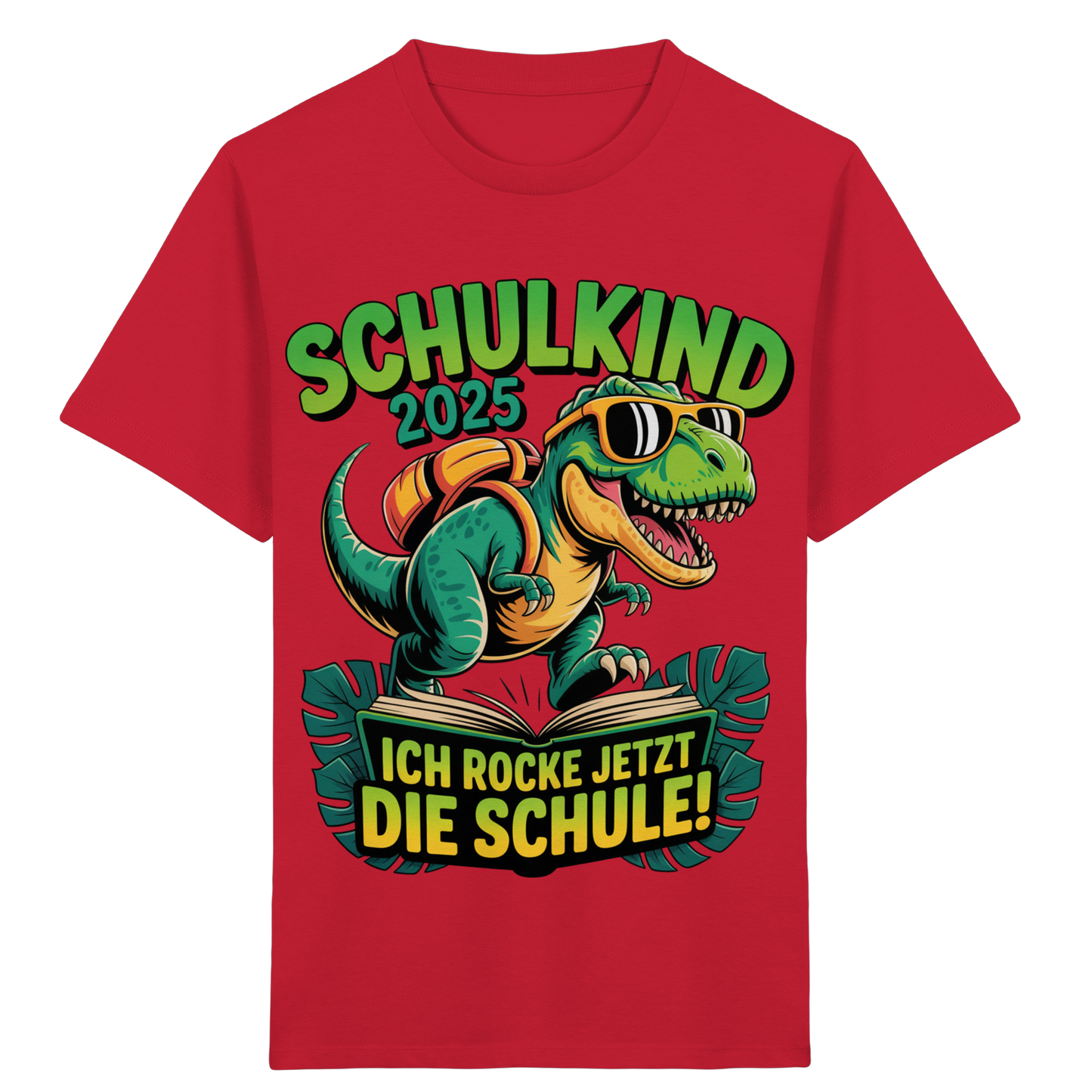 Schulkind 2025 – Dino Ich rocke jetzt die Schule! - Kids Organic Shirt