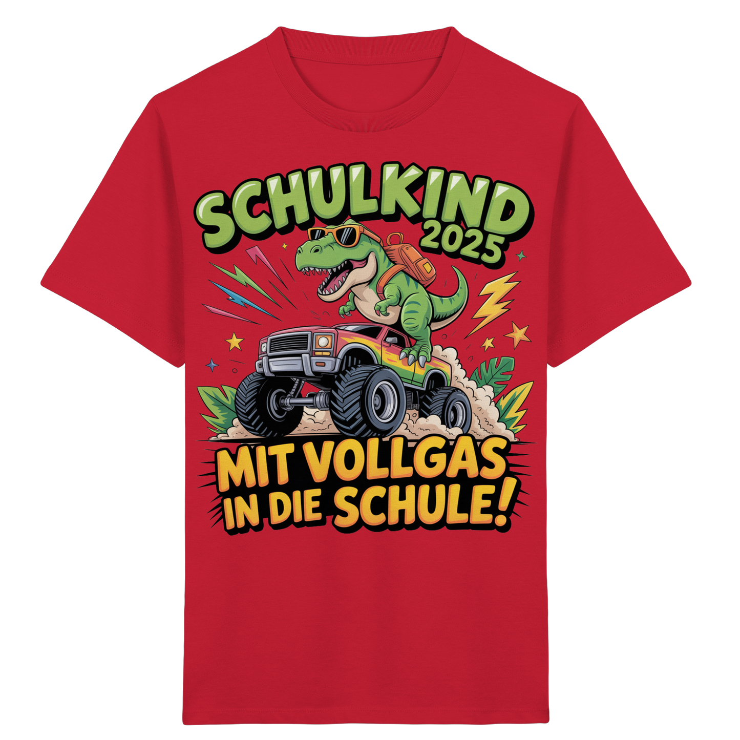Schulkind 2025 mit Vollgas mit Name Personalisiert  - Kids Organic Shirt