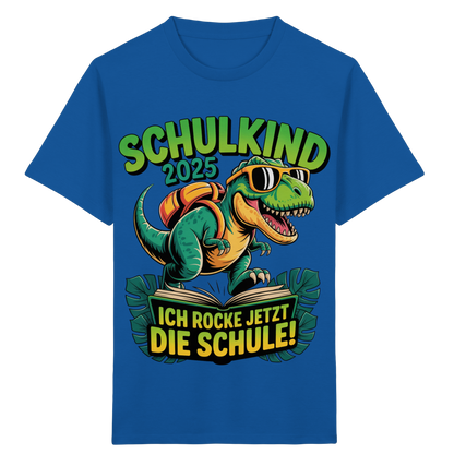 Schulkind 2025 – Dino Ich rocke jetzt die Schule! - Kids Organic Shirt