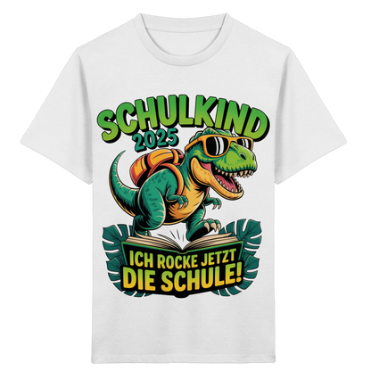 Schulkind 2025 – Dino Ich rocke jetzt die Schule! - Kids Organic Shirt