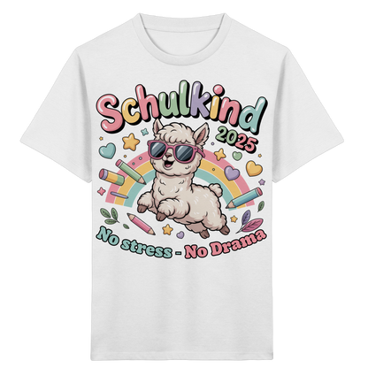 Schulkind 2025 No Stress - No Drama mit Name Personalisiert  - Kids Organic Shirt