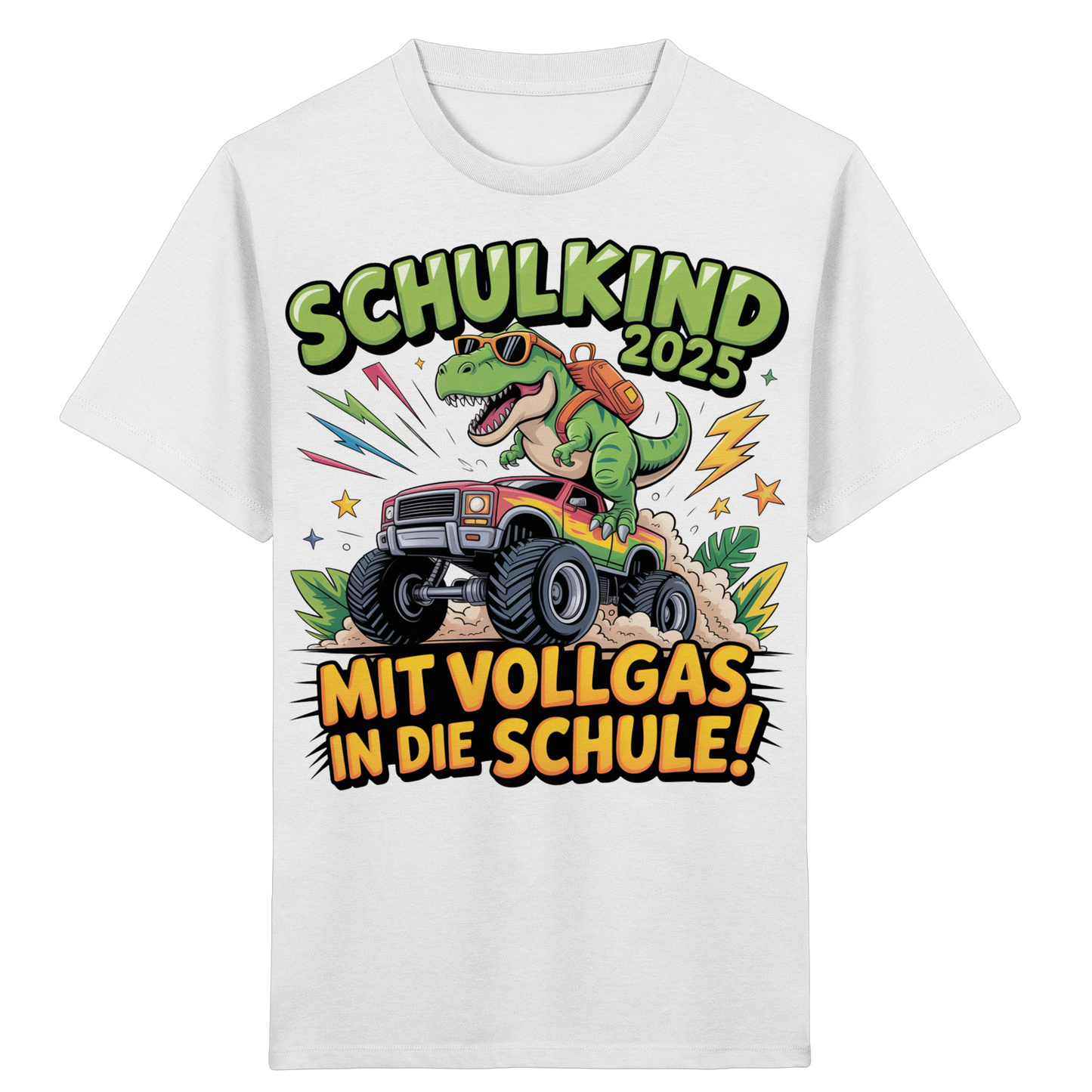 Schulkind 2025 mit Vollgas mit Name Personalisiert  - Kids Organic Shirt