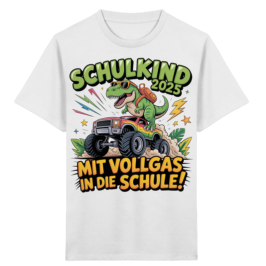 Schulkind 2025 mit Vollgas mit Name Personalisiert  - Kids Organic Shirt